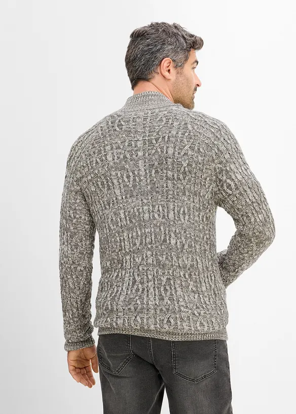 Grobstrickjacke mit Stehkragen in grau von hinten (im Anschnitt) - bonprix