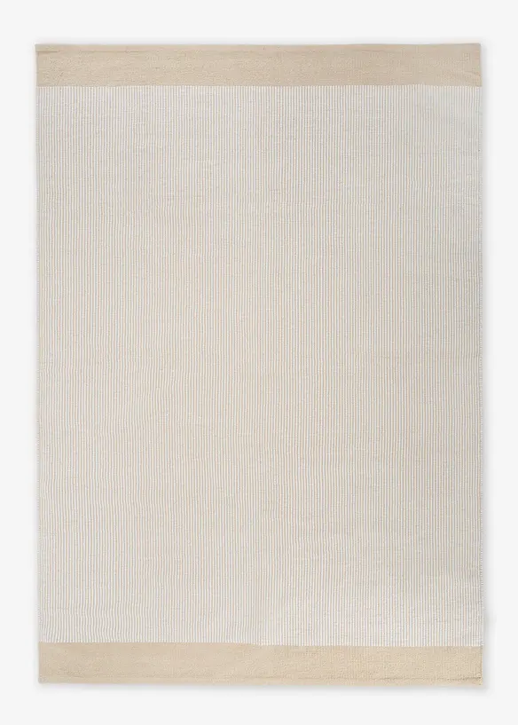 Baumwoll-Teppich mit Streifen in beige von vorne - bonprix