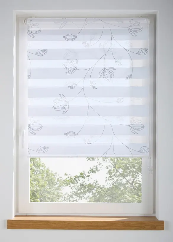 Doppelrollo mit Glanz-Druck in silber - bonprix
