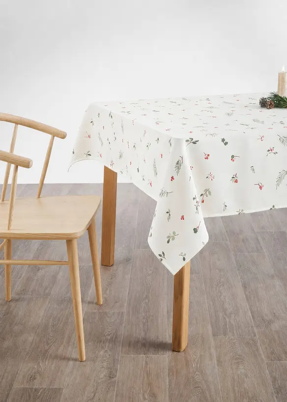 Tischdecke mit Weihnachtsmotiv in weiß - bonprix