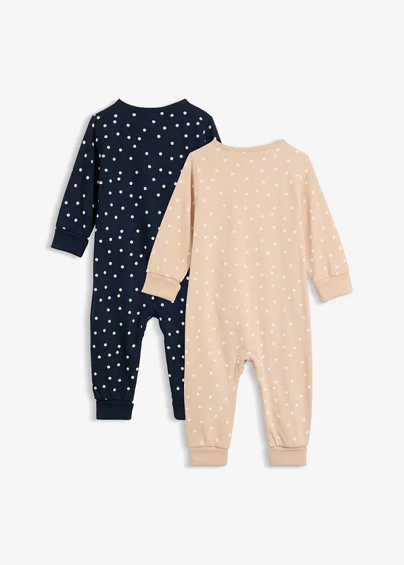 Mitwachsender Baby Strampler aus reiner Bio-Baumwolle (2er Pack) in blau von hinten - bonprix