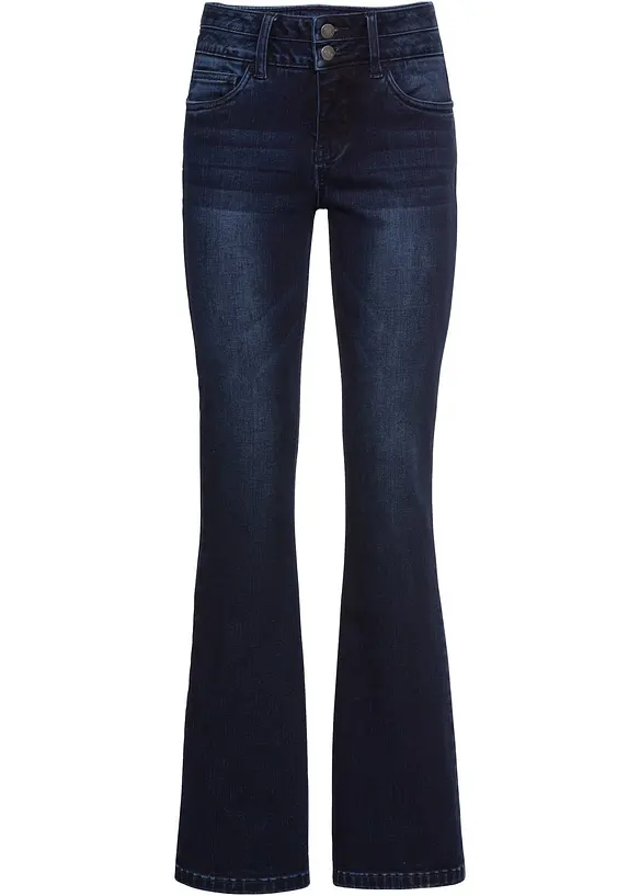 Bootcut-Jeans High Waist, Shaping in blau von vorne - bonprix