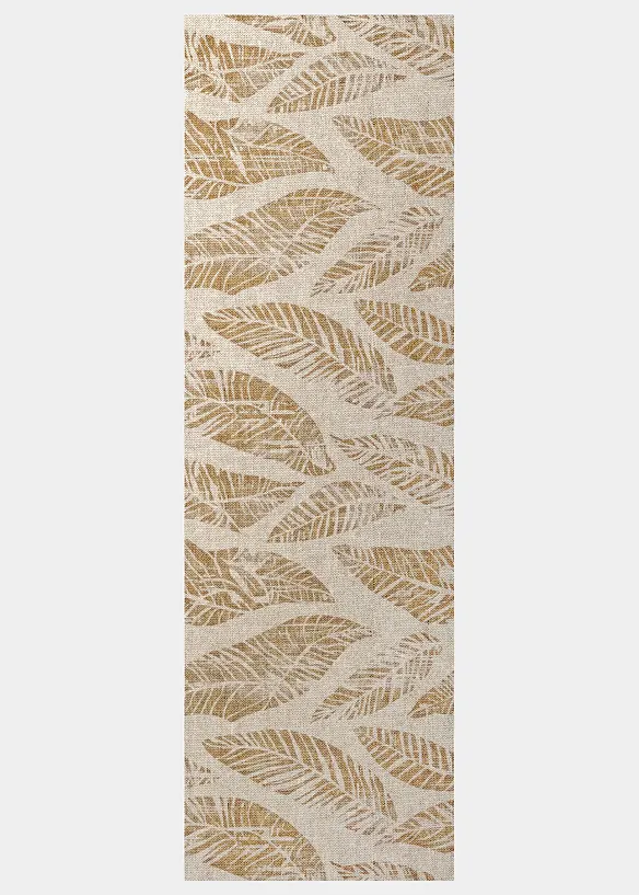 Waschbare Fußmatte mit Blättern in beige - bonprix