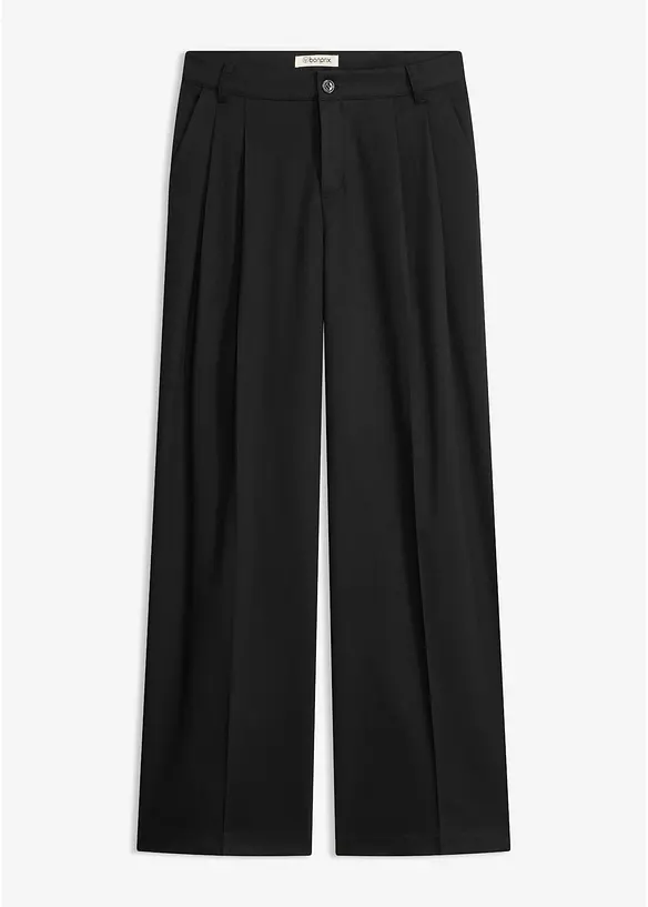 Weite Bundfaltenhose in schwarz von vorne - bonprix