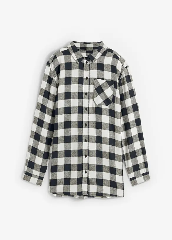 Flanell-Longbluse aus reiner Baumwolle in weiß von vorne - bonprix Flanell-Longbluse aus reiner Baumwolle in weiß von vorne - bonprix