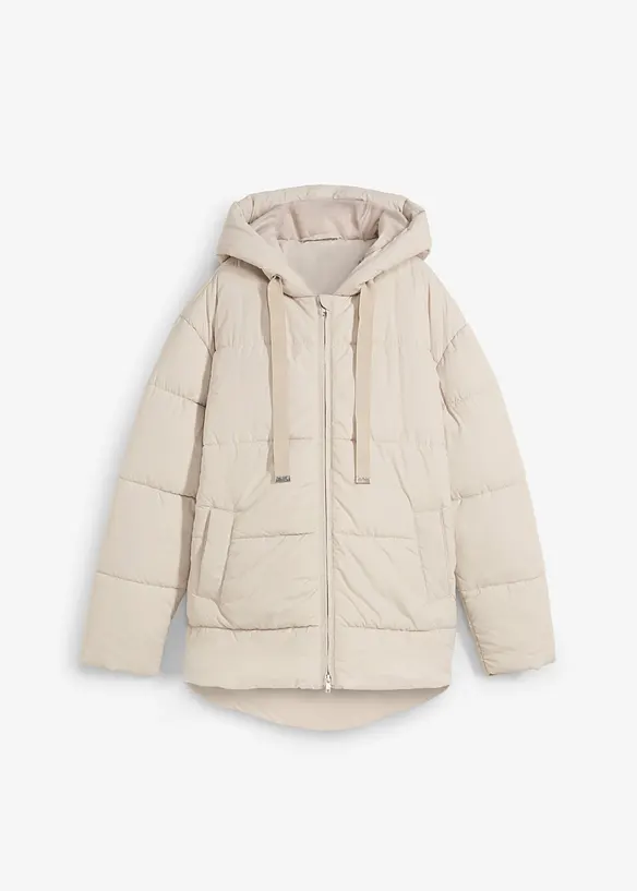 Oversize Puffer-Jacke in grau von vorne - bonprix