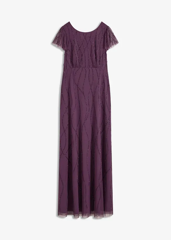 Maxikleid aus zartem Tüll mit Perlenstickerei in lila von vorne - bonprix Maxikleid aus zartem Tüll mit Perlenstickerei in lila von vorne - bonprix