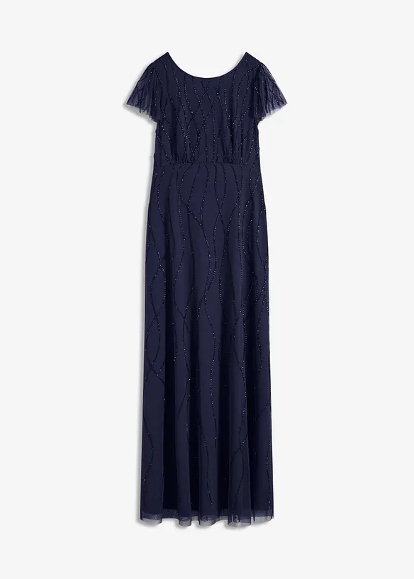 Maxikleid aus zartem Tüll mit Perlenstickerei in blau von vorne - bonprix Maxikleid aus zartem Tüll mit Perlenstickerei in blau von vorne - bonprix