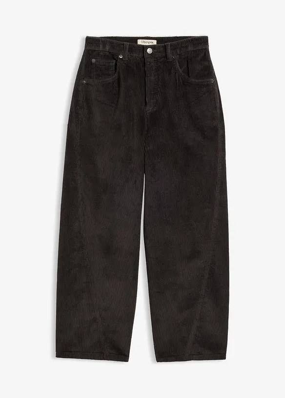 Barrel-Cordhose aus Baumwoll-Mix in grau von vorne - bonprix