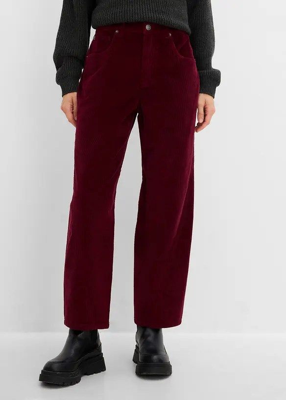 Barrel-Cordhose aus Baumwoll-Mix in rot von vorne - bonprix