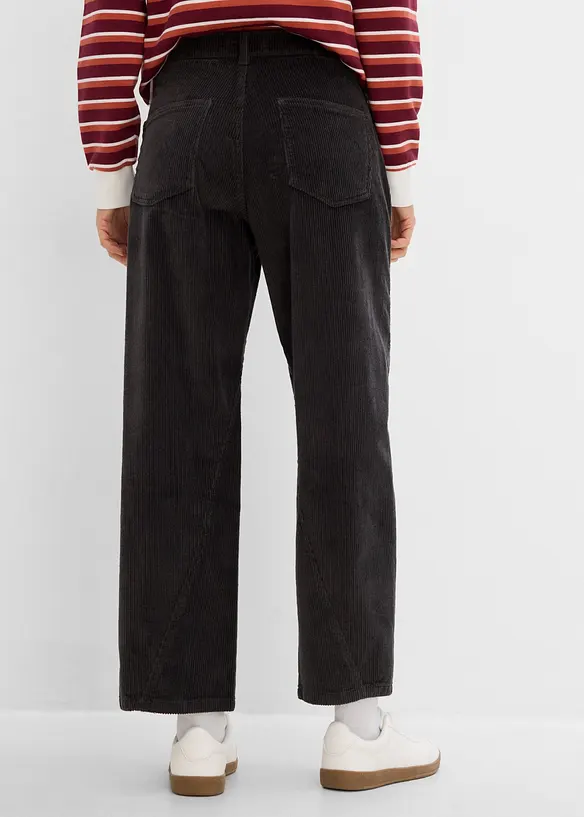 Barrel-Cordhose aus Baumwoll-Mix in grau von hinten - bonprix