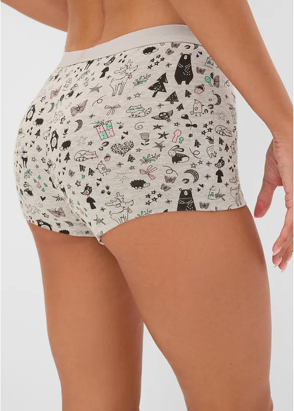Damen Boxer mit weicher Baumwolle (4er Pack) in grau von hinten - bonprix