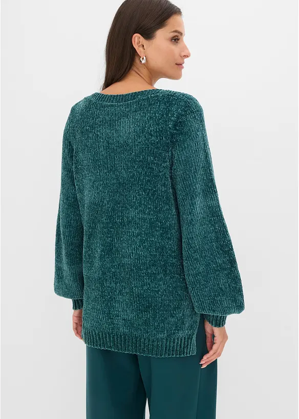 Chenille-Longpullover in petrol von hinten (im Anschnitt) - bonprix Chenille-Longpullover in petrol von hinten (im Anschnitt) - bonprix