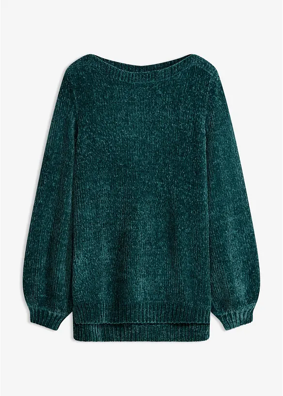 Chenille-Longpullover in petrol von vorne - bonprix Chenille-Longpullover in petrol von vorne - bonprix