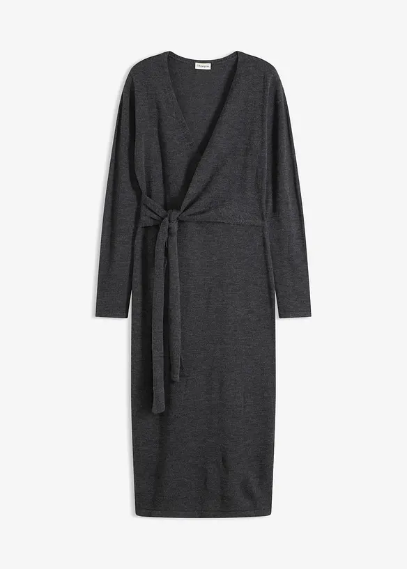 Midi-Strickkleid in grau von vorne - bonprix
