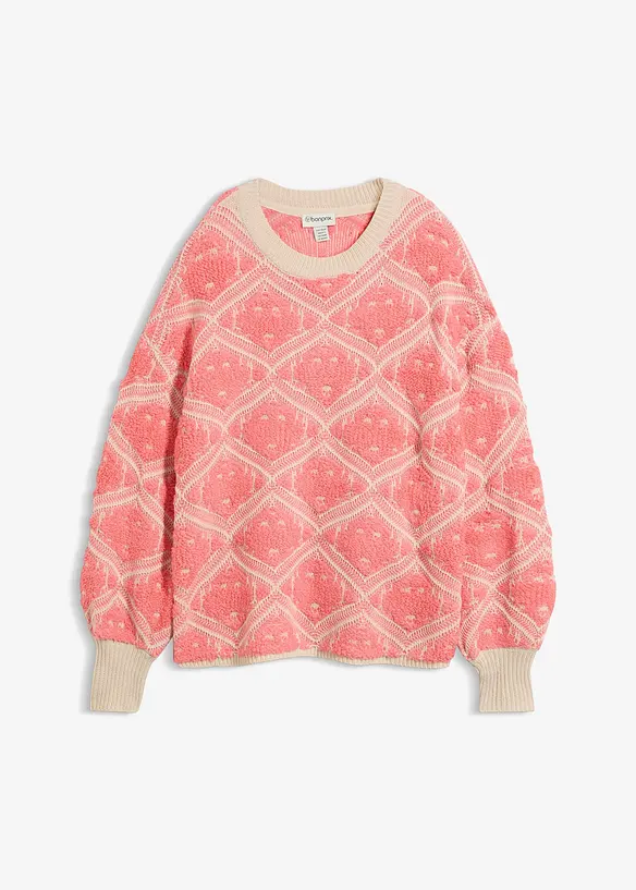 Boxy-Strickpullover in rosa von vorne - bonprix