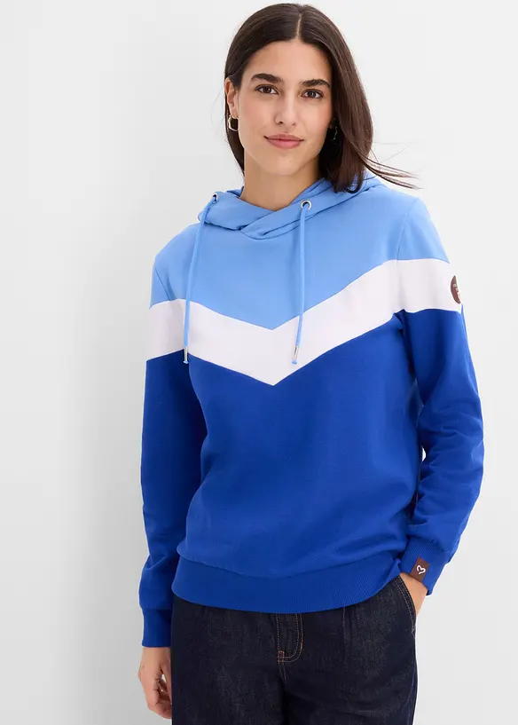 Kapuzensweatshirt in Baumwoll-Mix in blau von vorne (im Anschnitt) - bonprix Kapuzensweatshirt in Baumwoll-Mix in blau von vorne (im Anschnitt) - bonprix