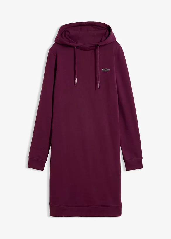 Sweatkleid mit Kapuze in lila von vorne - bonprix