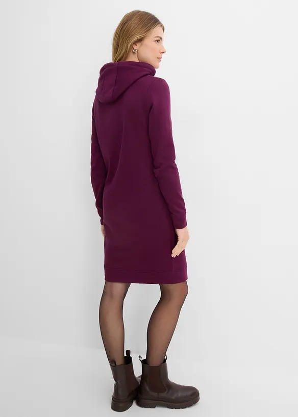 Sweatkleid mit Kapuze in lila von hinten (Totalaufnahme) - bonprix