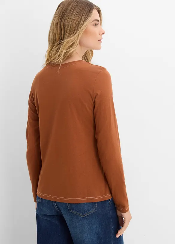 Langarmshirt mit Zierknöpfen in braun von hinten (im Anschnitt) - bonprix