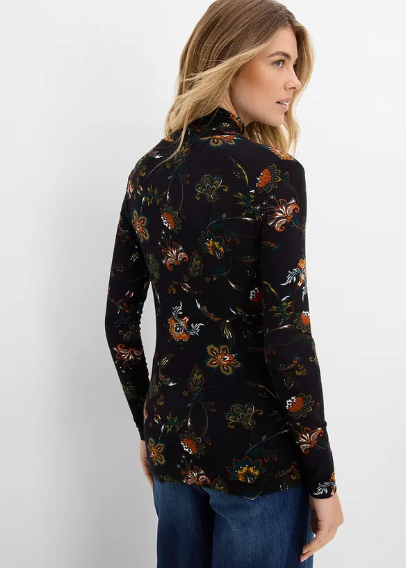 Langarmshirt mit Rollkragen in schwarz von hinten (im Anschnitt) - bonprix