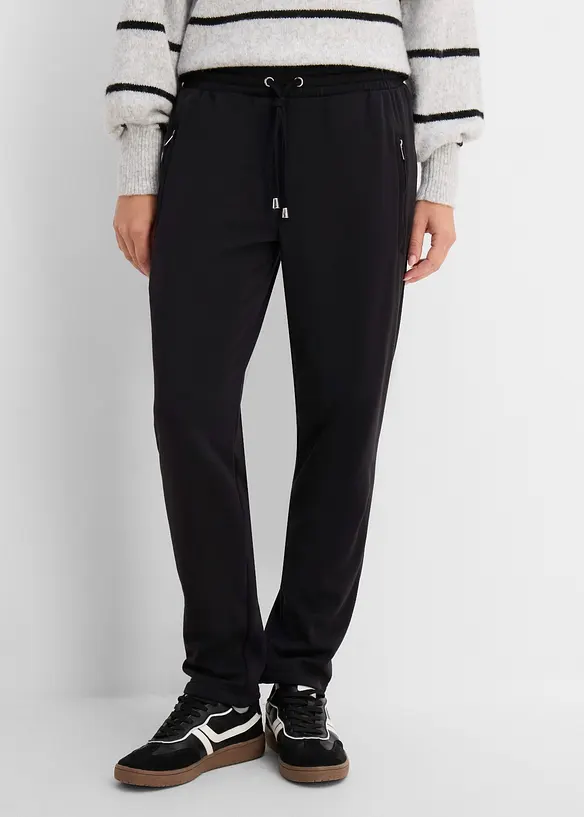 Thermo-Schlupfhose mit Bequembund in schwarz von vorne - bonprix