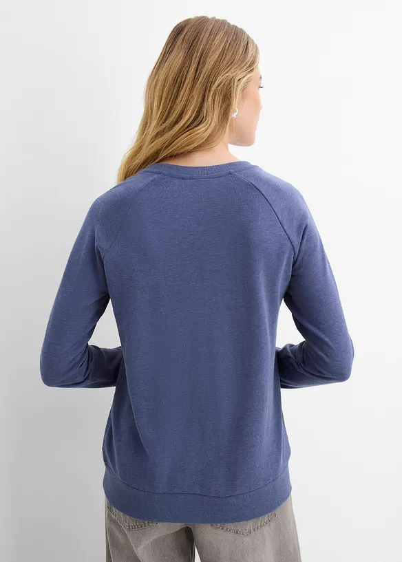 Sweatshirt aus Baumwoll-Mix in blau von hinten (im Anschnitt) - bonprix Sweatshirt aus Baumwoll-Mix in blau von hinten (im Anschnitt) - bonprix