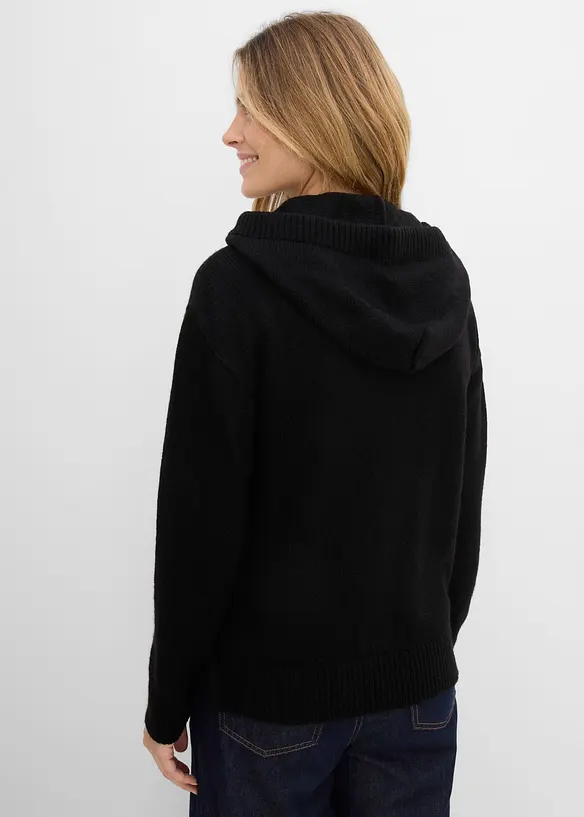 Oversize-Pullover in schwarz von hinten (im Anschnitt) - bonprix