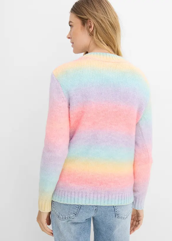 Grobstrick-Pullover aus weichem Woll-Mix in rosa von hinten (im Anschnitt) - bonprix Grobstrick-Pullover aus weichem Woll-Mix in rosa von hinten (im Anschnitt) - bonprix