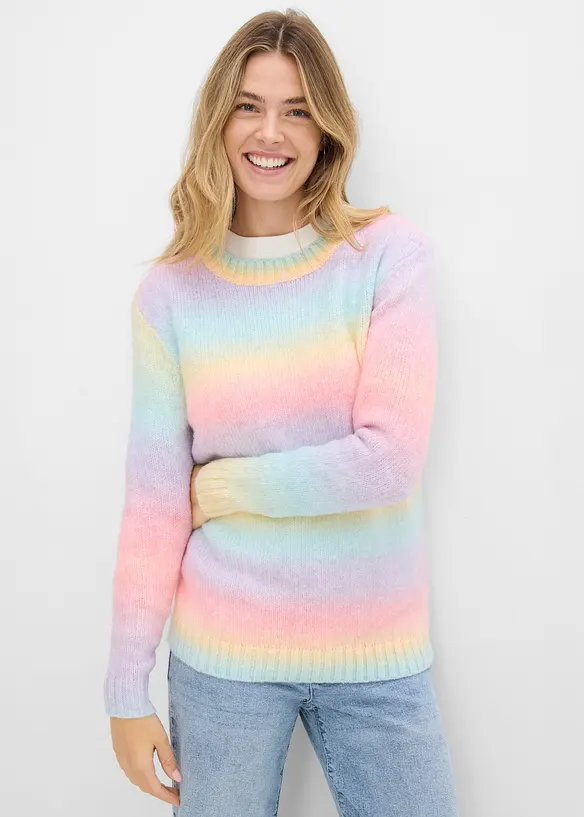 Grobstrick-Pullover aus weichem Woll-Mix in rosa von vorne (im Anschnitt) - bonprix Grobstrick-Pullover aus weichem Woll-Mix in rosa von vorne (im Anschnitt) - bonprix