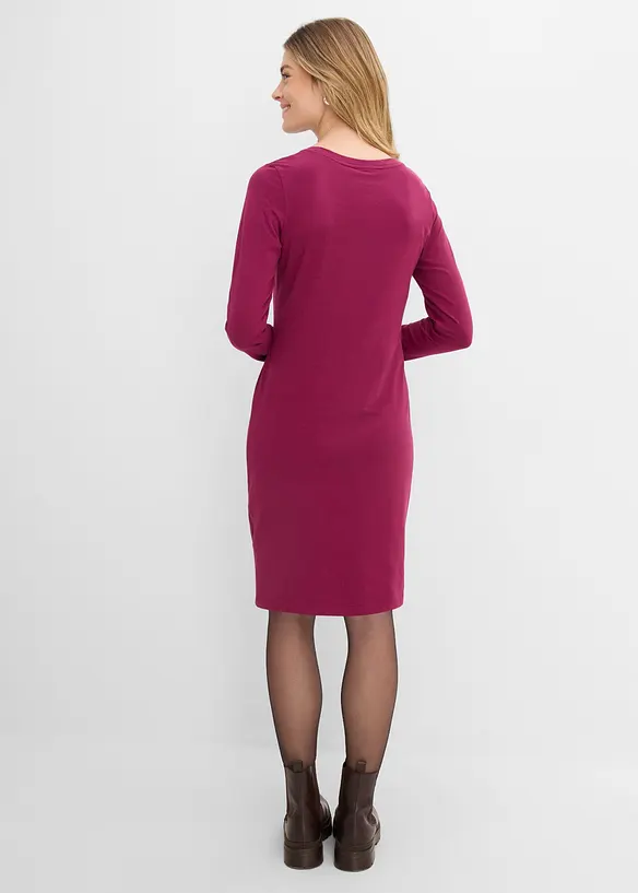Jerseykleid aus Baumwolle mit Stretch (2er Pack) in lila von hinten (Totalaufnahme) - bonprix