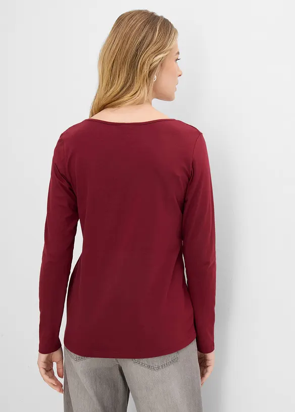 Figurbetontes Langarmshirt (2er Pack) in rot von hinten (im Anschnitt) - bonprix
