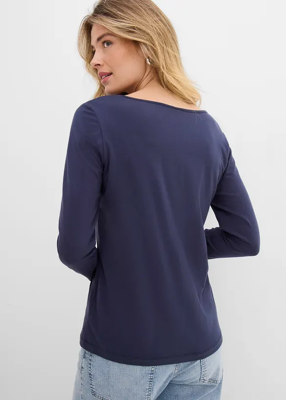 Figurbetontes Langarmshirt (2er Pack) in blau von hinten (im Anschnitt) - bonprix Figurbetontes Langarmshirt (2er Pack) in blau von hinten (im Anschnitt) - bonprix