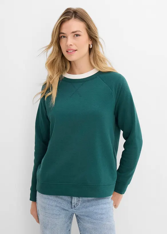 Sweatshirt in petrol von vorne (im Anschnitt) - bonprix