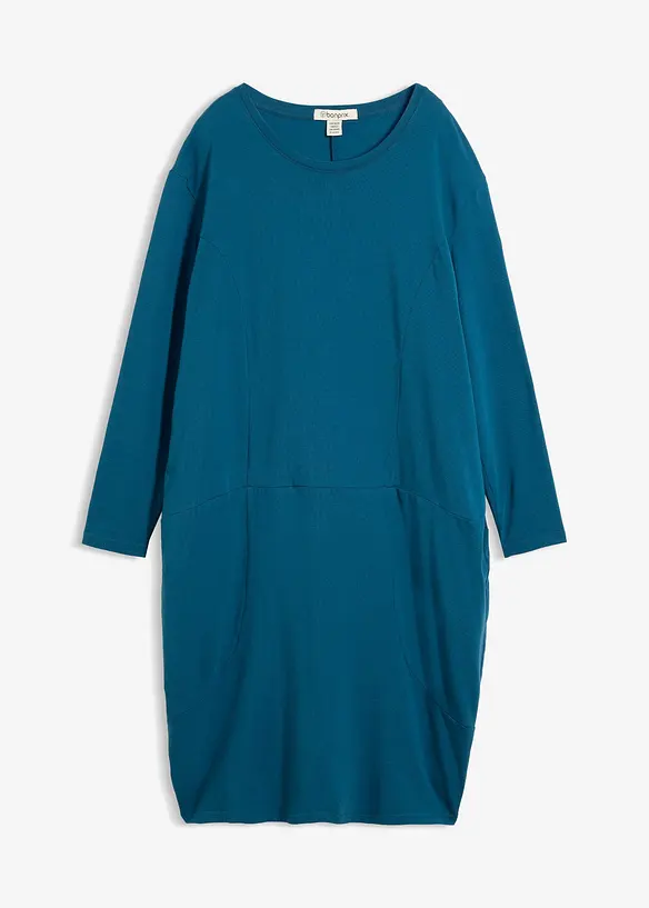 Jerseykleid in O-Shape in petrol von vorne - bonprix