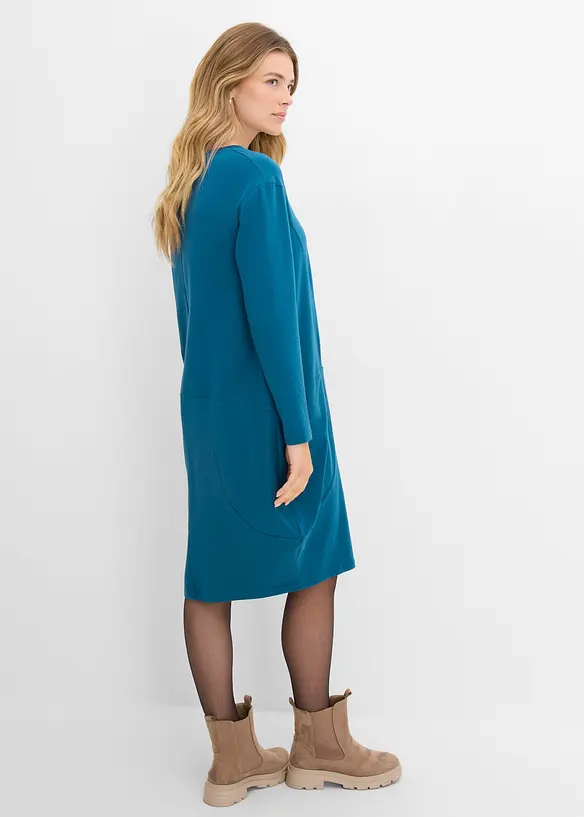 Jerseykleid in O-Shape in petrol von hinten (Totalaufnahme) - bonprix