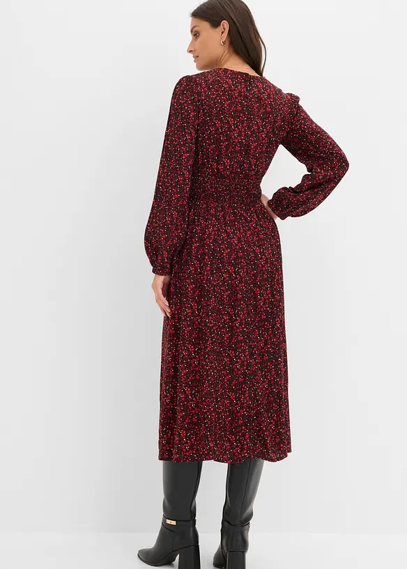Midikleid mit Blumenprint in rot von hinten (Totalaufnahme) - bonprix Midikleid mit Blumenprint in rot von hinten (Totalaufnahme) - bonprix
