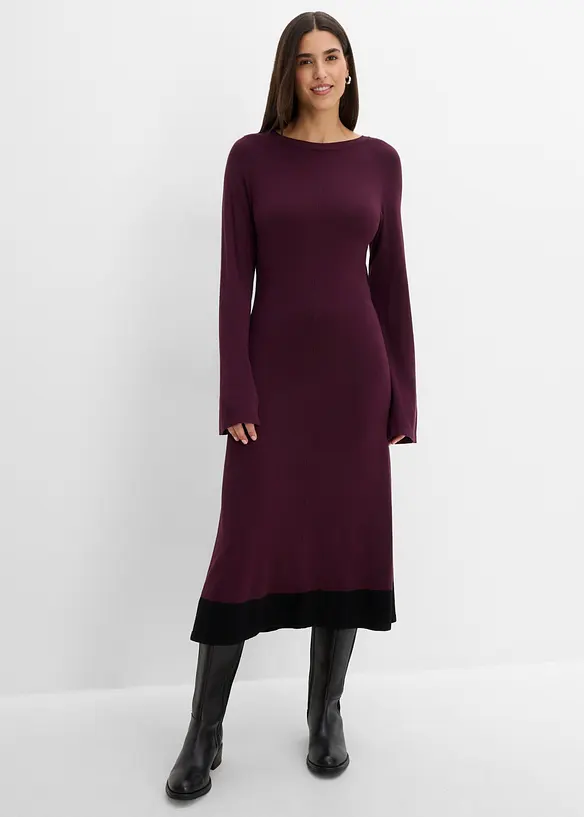 Strickkleid aus softem Viskose-Mix in rot von vorne (Totalaufnahme) - bonprix Strickkleid aus softem Viskose-Mix in rot von vorne (Totalaufnahme) - bonprix