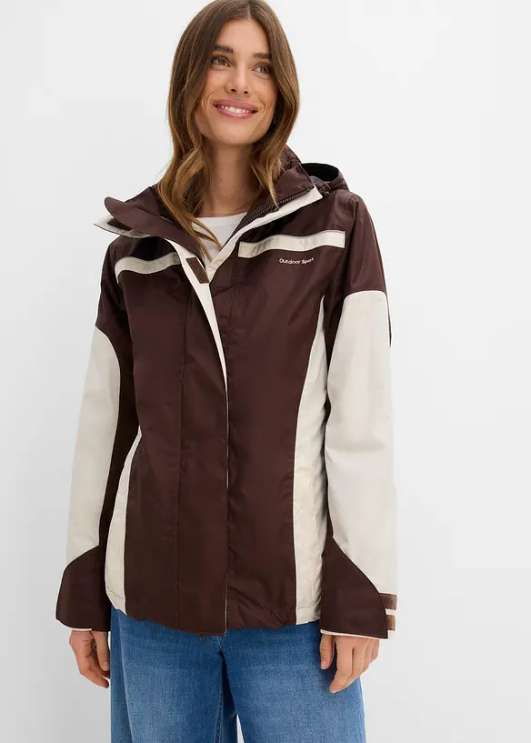 wasserdichte 3 in 1 Funktionsjacke in braun von vorne (im Anschnitt) - bonprix wasserdichte 3 in 1 Funktionsjacke in braun von vorne (im Anschnitt) - bonprix
