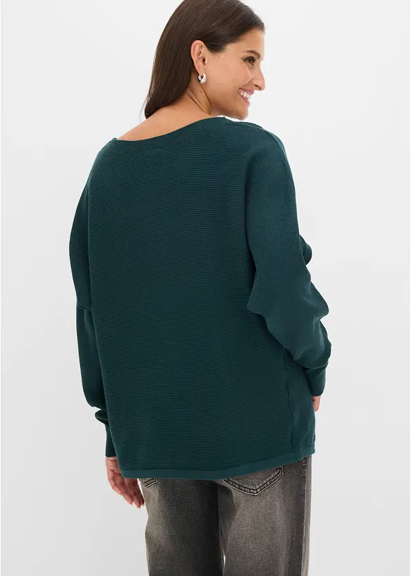 Oversized Pullover mit Fledermausärmeln in grün von hinten (im Anschnitt) - bonprix