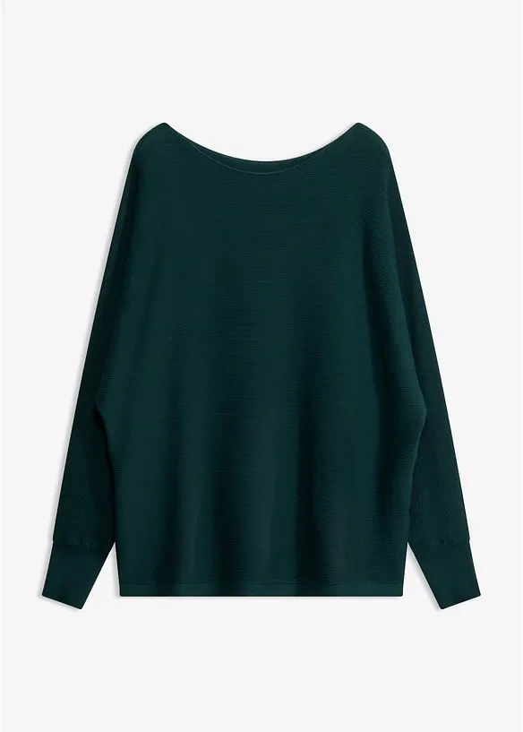 Oversized Pullover mit Fledermausärmeln in grün von vorne - bonprix