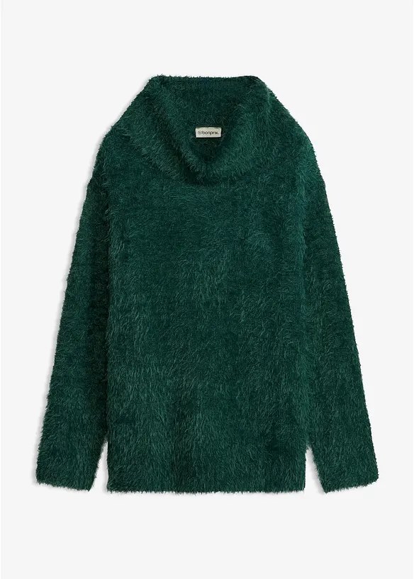 Rollkragenpullover aus weichem Federgarn in grün von vorne - bonprix Rollkragenpullover aus weichem Federgarn in grün von vorne - bonprix