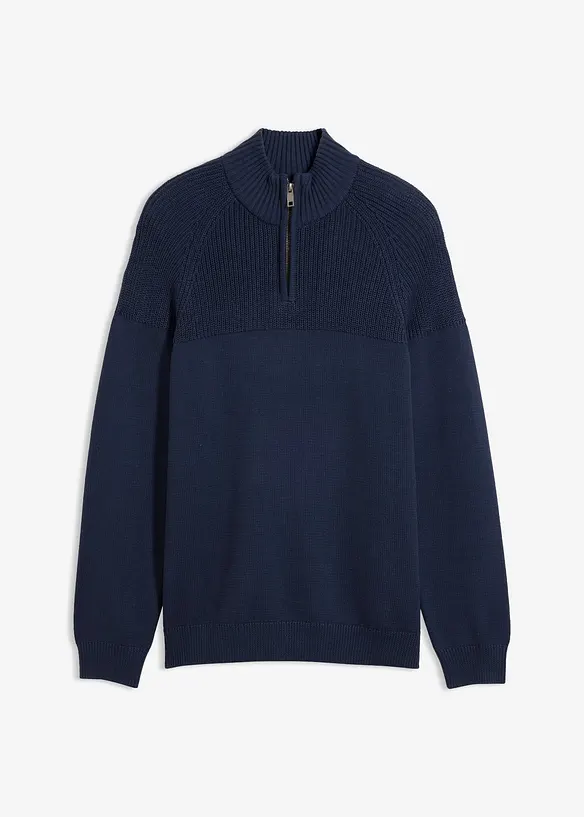 Troyer in Regular-Fit in blau von vorne - bonprix