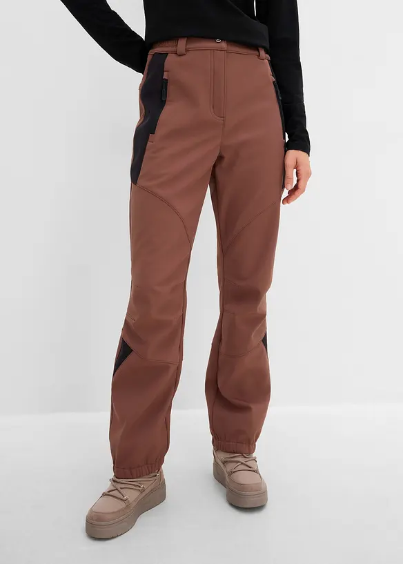 wasserabweisende Softshell-Hose in braun von vorne - bonprix