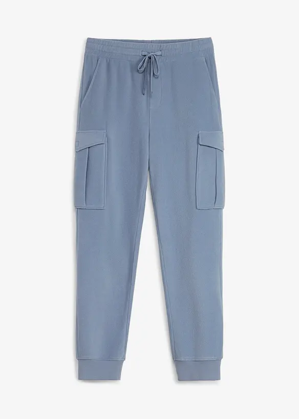 Fleece-Cargohose in Regular-Fit in blau von vorne - bonprix