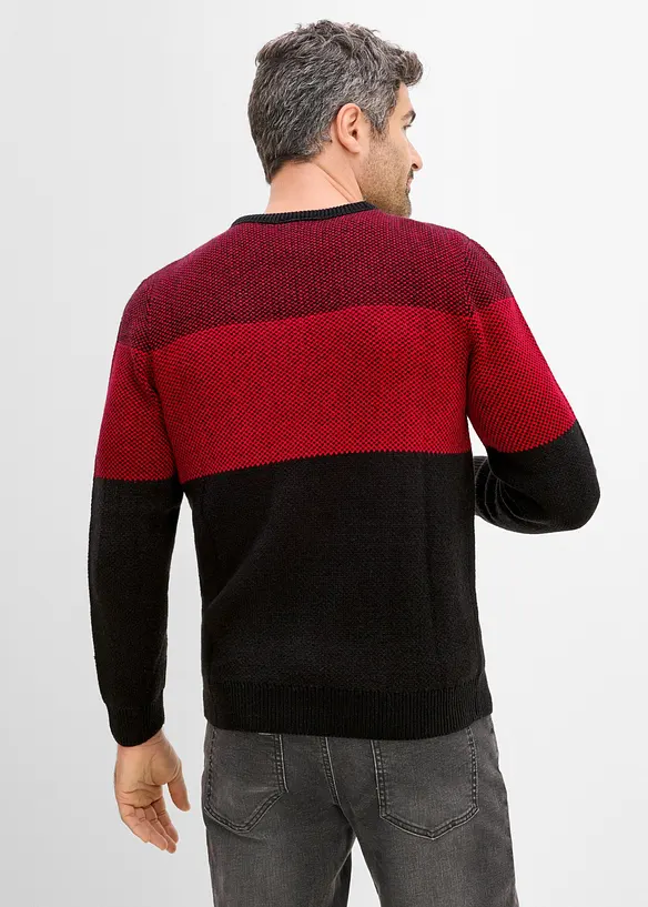 Feinstrickpullover in Regular-Fit in schwarz von hinten (im Anschnitt) - bonprix