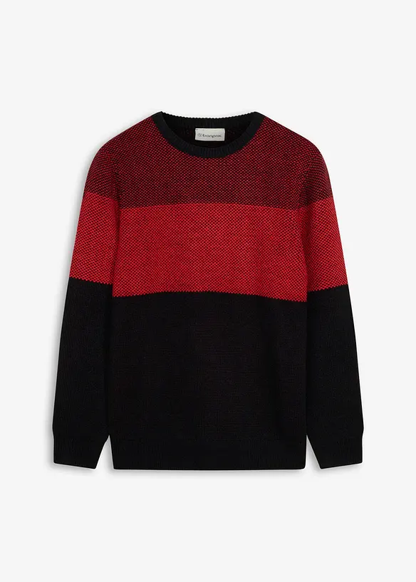 Feinstrickpullover in Regular-Fit in schwarz von vorne - bonprix