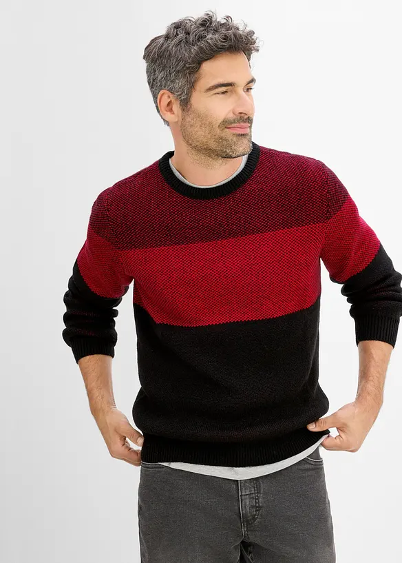Feinstrickpullover in Regular-Fit in schwarz von vorne (im Anschnitt) - bonprix