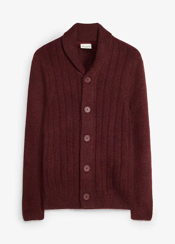 Strickjacke mit Rippenmuster in rot von vorne - bonprix