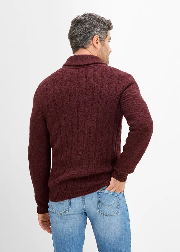 Strickjacke mit Rippenmuster in rot von hinten (im Anschnitt) - bonprix